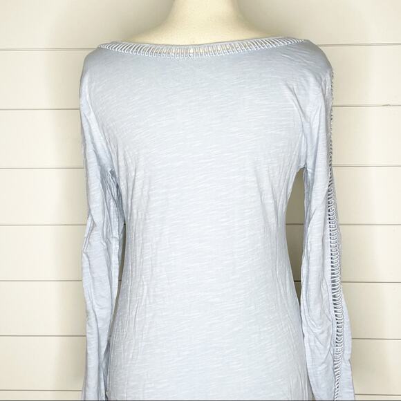 Soft Surroundings Ladder Lace Boatneck Tunic Top Light Blue Small - Picture 7 of 8
